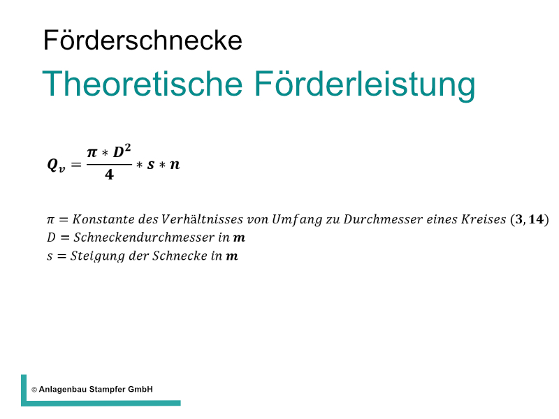 Förderschnecke Berechnungen